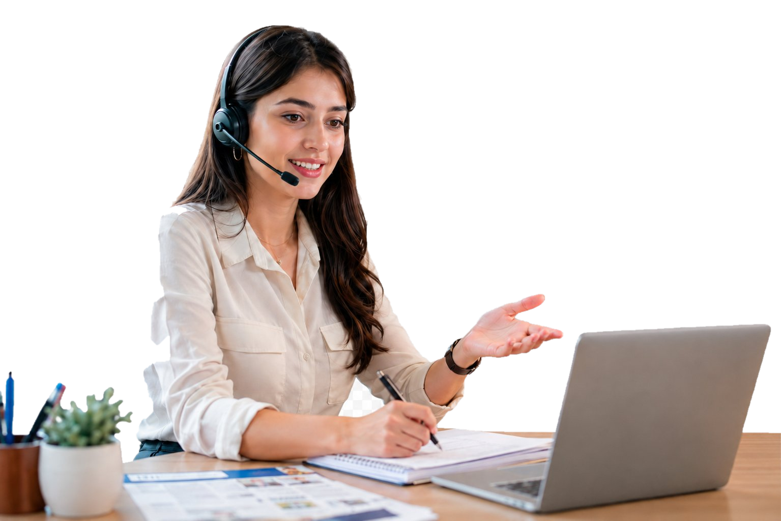 FreedInsure licensed advisor on a headset helping a member